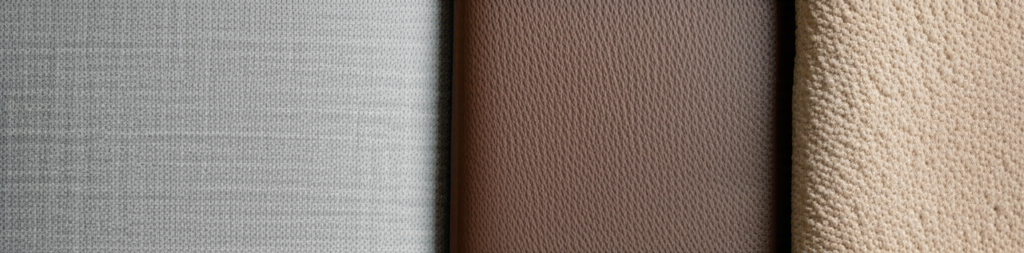Fabric sofa types and upholstery materials guide: microfiber, leather options.