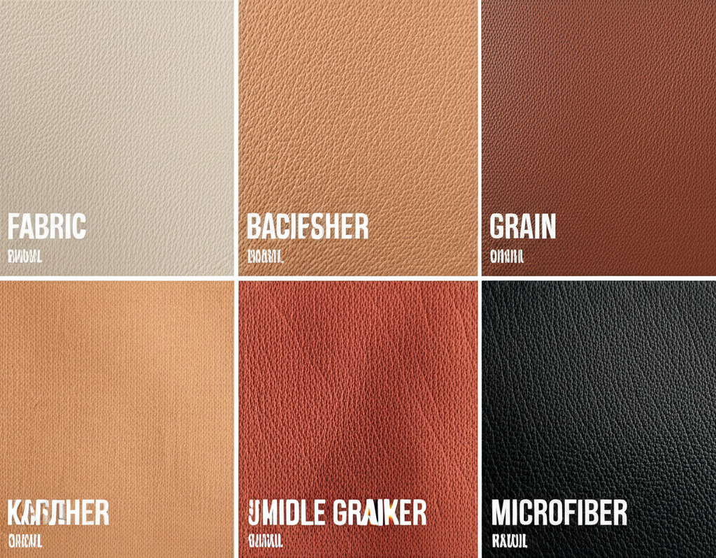 Leather sofa varieties & quality grades. Fabric & microfiber options shown.