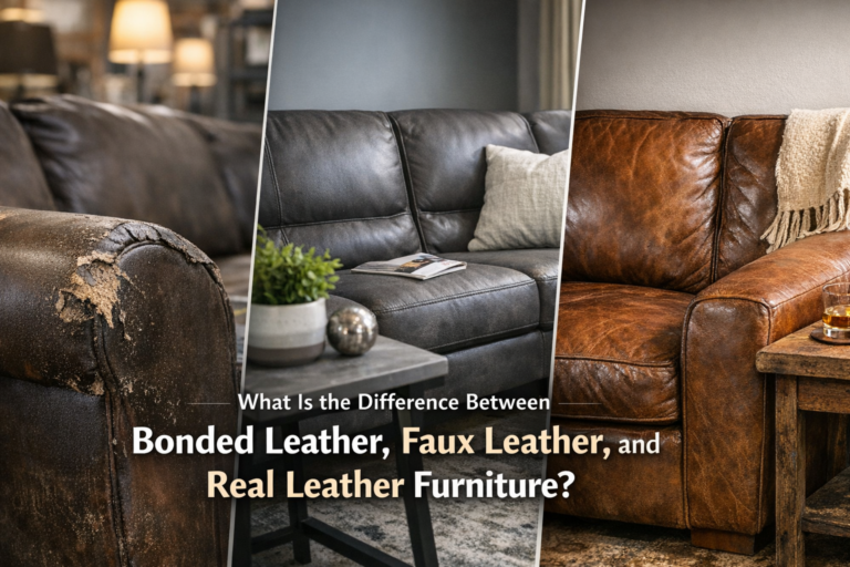Bonded vs. Faux vs. Real Leather Furniture Comparison: Materials, Texture, Durability.