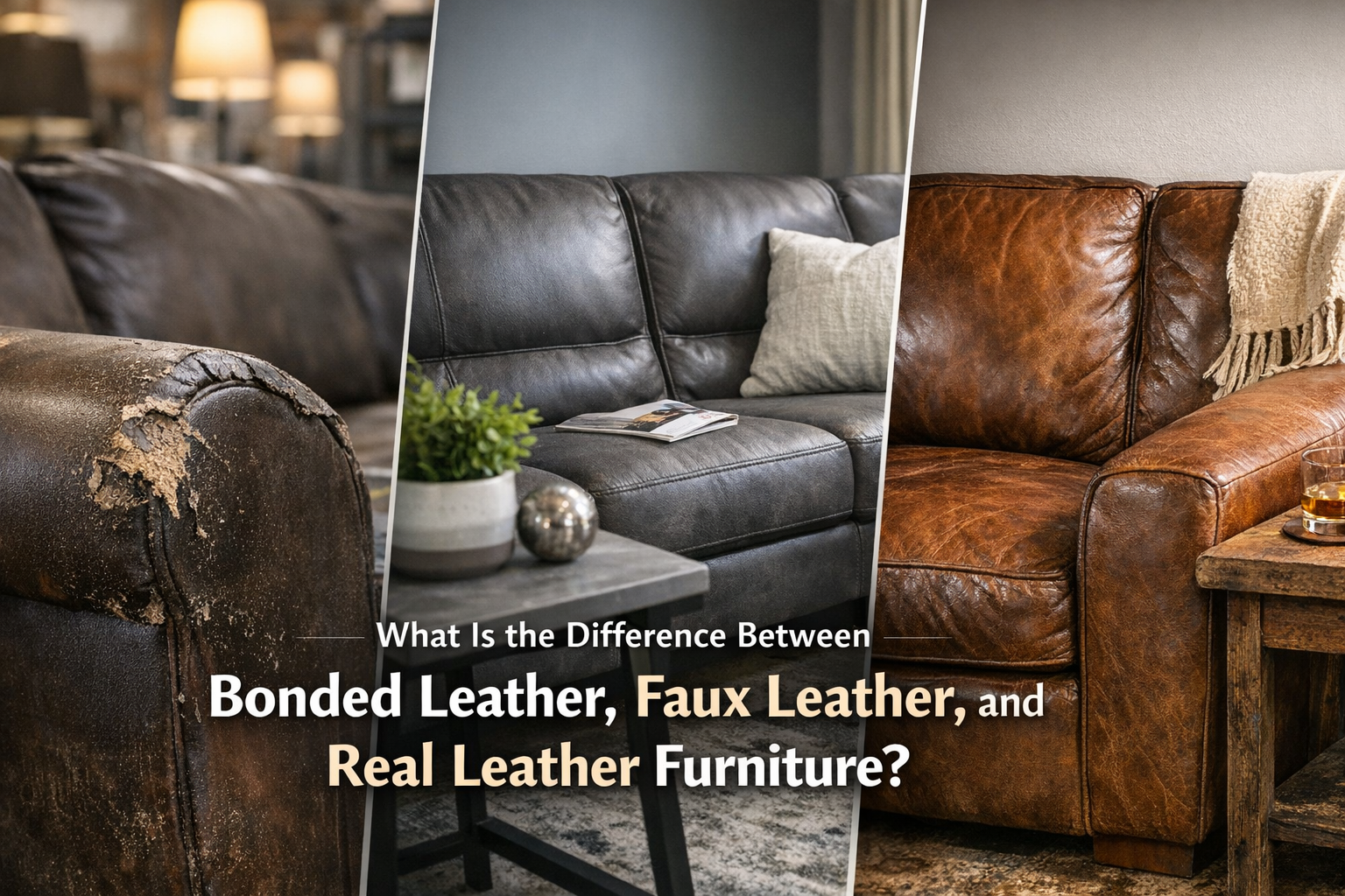 Bonded vs. Faux vs. Real Leather Furniture Comparison: Materials, Texture, Durability.